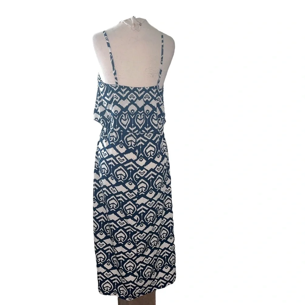 Indulge blue and white geometric print sleeveless maxi dress size Small - Picture 6 of 13